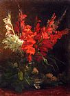 Famous Roses Paintings - A Still Life With Gladioli And Roses